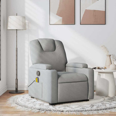 Massage Recliner Chair Light Grey Fabric