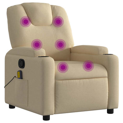 Massage Recliner Chair Cream Fabric