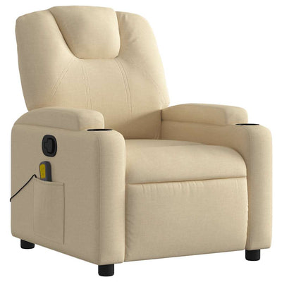 Massage Recliner Chair Cream Fabric