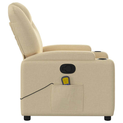 Massage Recliner Chair Cream Fabric