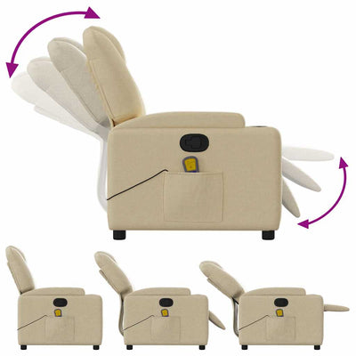 Massage Recliner Chair Cream Fabric