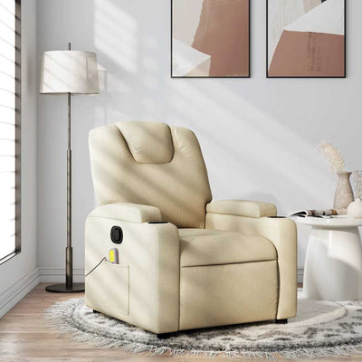 Massage Recliner Chair Cream Fabric