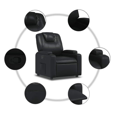 Recliner Chair Black Faux Leather