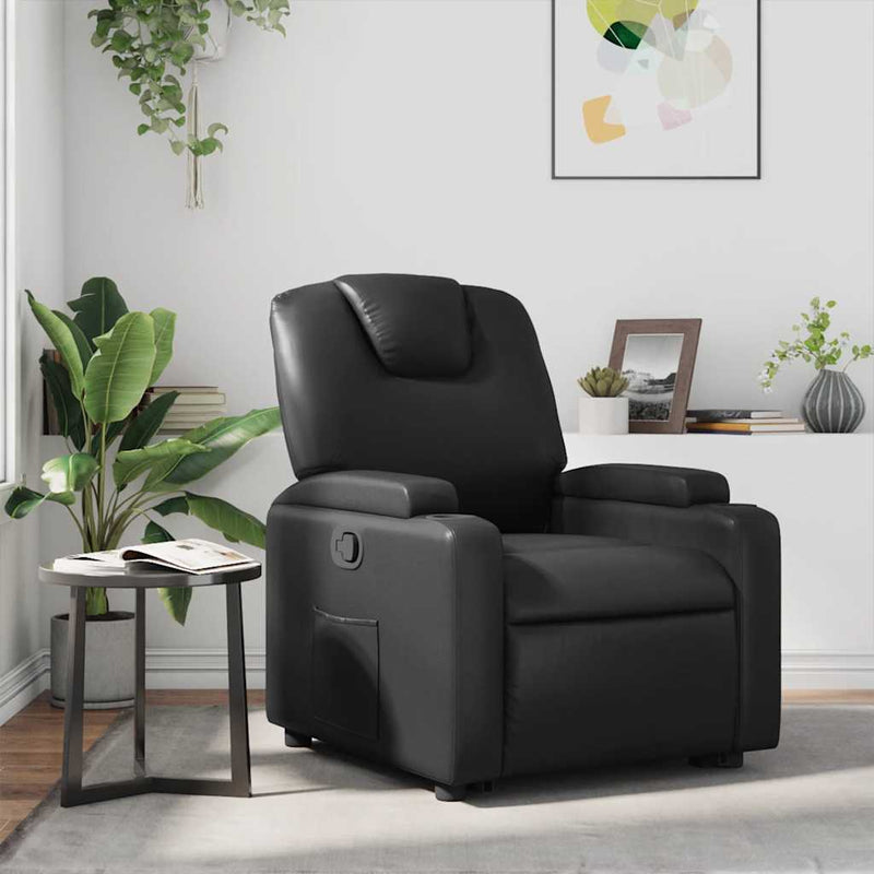 Recliner Chair Black Faux Leather