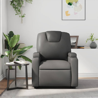 Massage Recliner Chair Grey Faux Leather