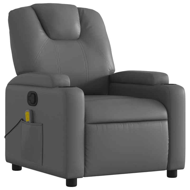 Massage Recliner Chair Grey Faux Leather