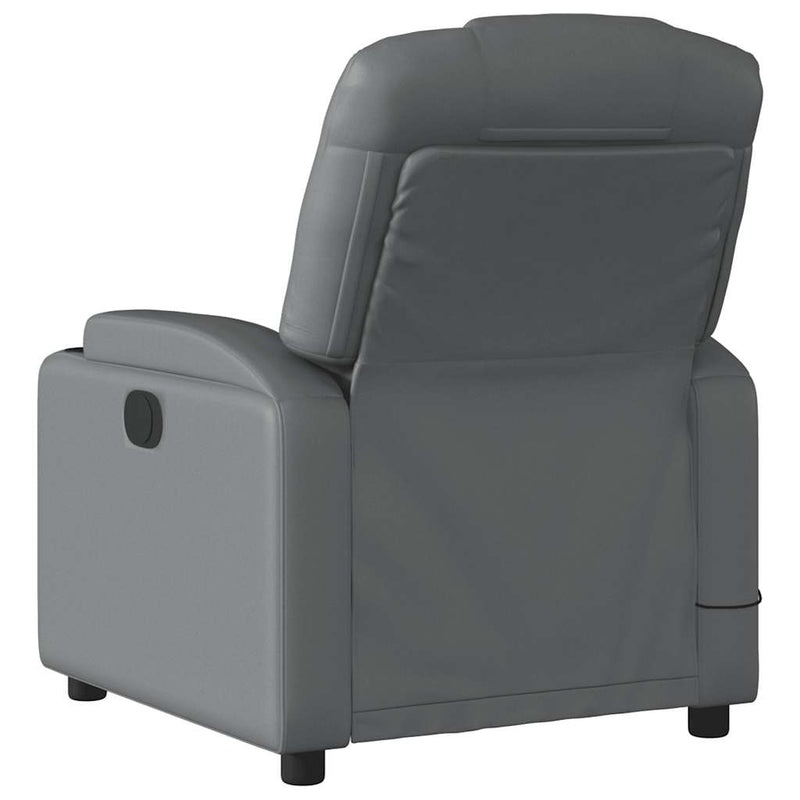 Massage Recliner Chair Grey Faux Leather