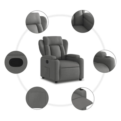 Recliner Chair Dark Grey Fabric