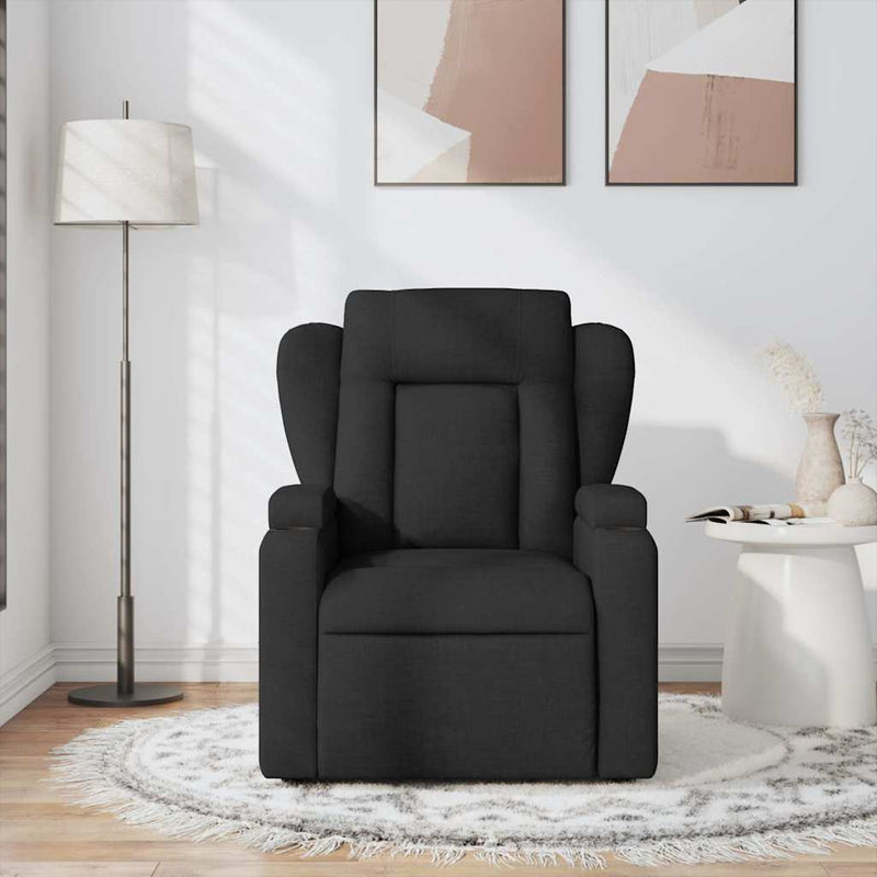 Massage Recliner Chair Black Fabric