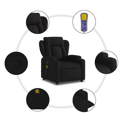 Massage Recliner Chair Black Fabric