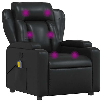 Massage Recliner Chair Black Faux Leather