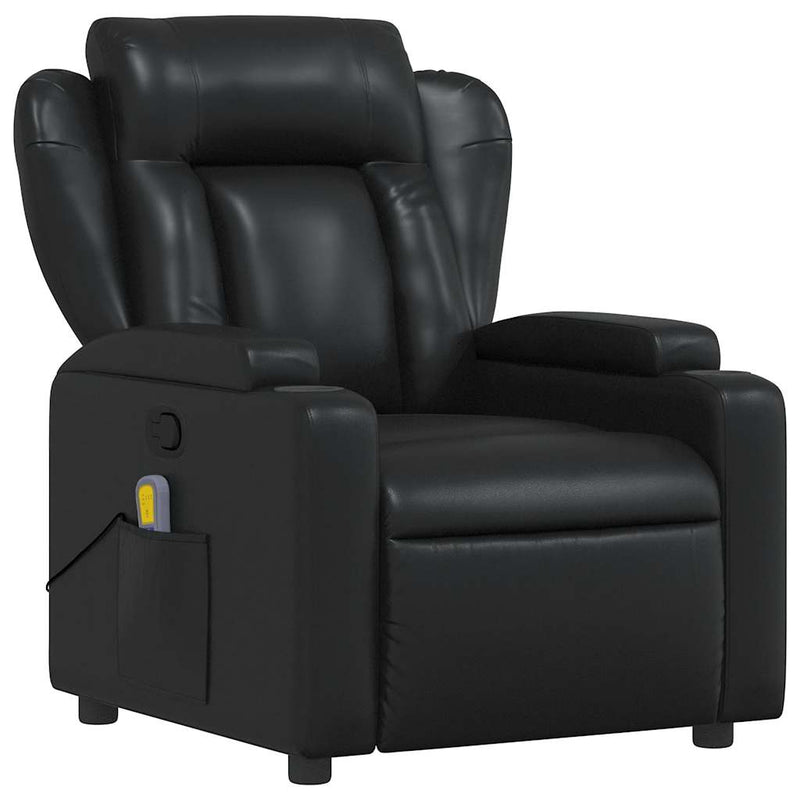 Massage Recliner Chair Black Faux Leather