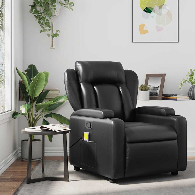 Massage Recliner Chair Black Faux Leather