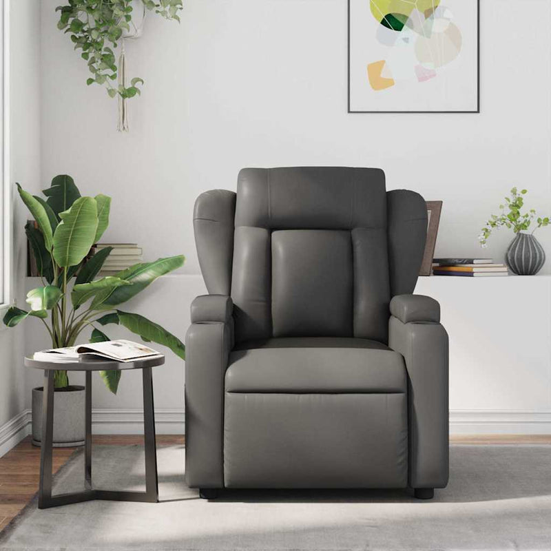 Massage Recliner Chair Grey Faux Leather