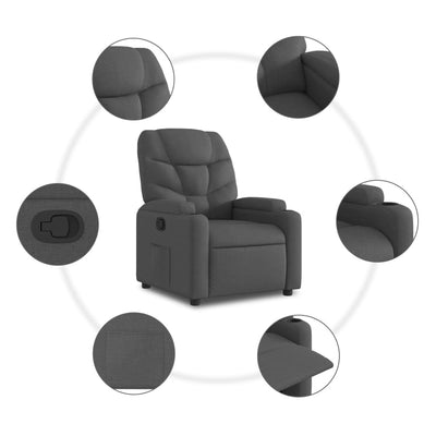 Recliner Chair Dark Grey Fabric