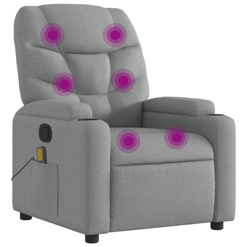 Massage Recliner Chair Light Grey Fabric