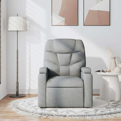 Massage Recliner Chair Light Grey Fabric