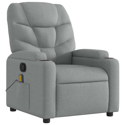 Massage Recliner Chair Light Grey Fabric