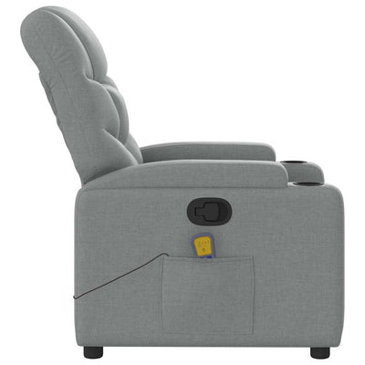 Massage Recliner Chair Light Grey Fabric