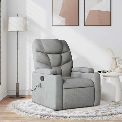 Massage Recliner Chair Light Grey Fabric