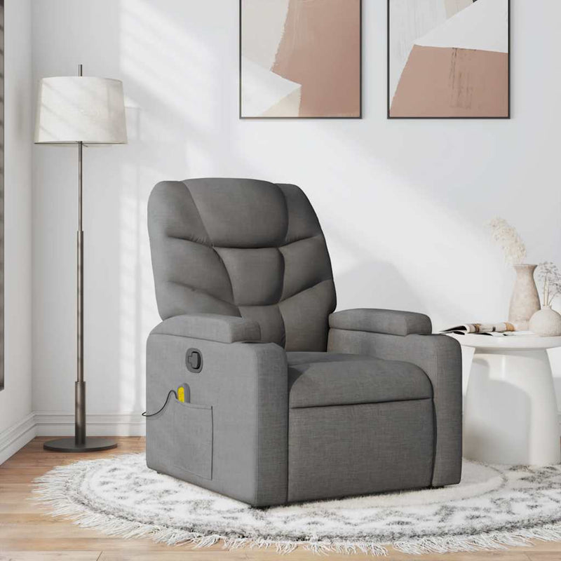 Massage Recliner Chair Dark Grey Fabric