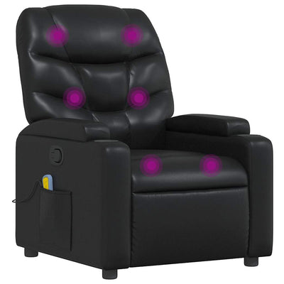 Massage Recliner Chair Black Faux Leather