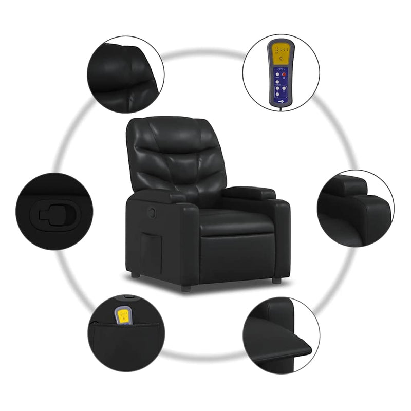 Massage Recliner Chair Black Faux Leather