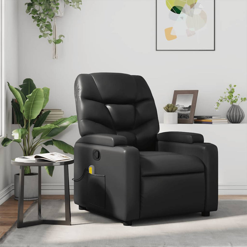 Massage Recliner Chair Black Faux Leather