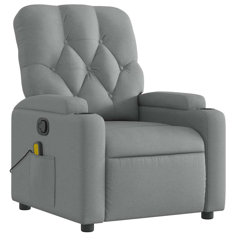 Massage Recliner Chair Light Grey Fabric