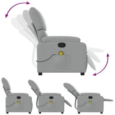 Massage Recliner Chair Light Grey Fabric