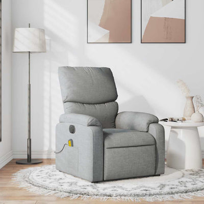 Massage Recliner Chair Light Grey Fabric