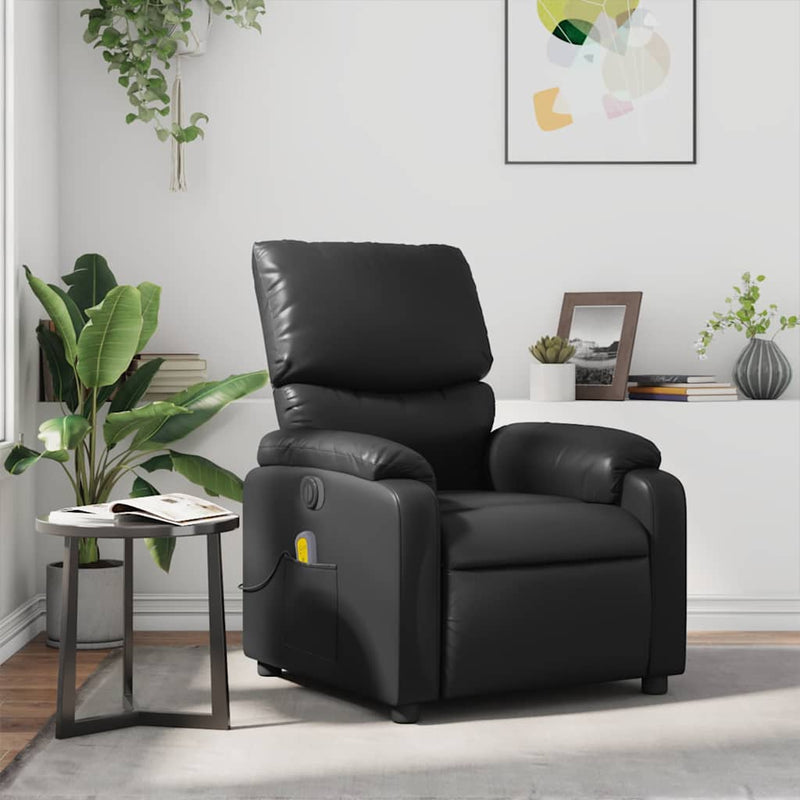 Massage Recliner Chair Black Faux Leather