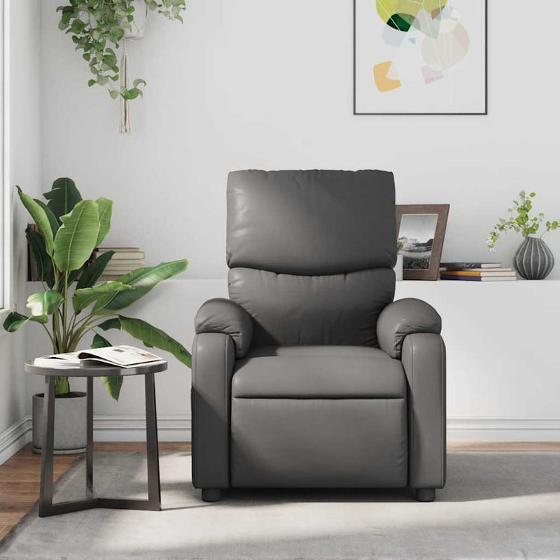 Massage Recliner Chair Grey Faux Leather