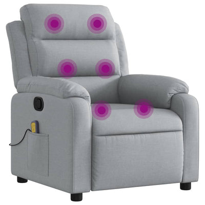 Massage Recliner Chair Light Grey Fabric