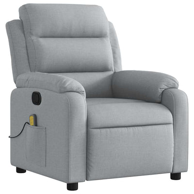 Massage Recliner Chair Light Grey Fabric