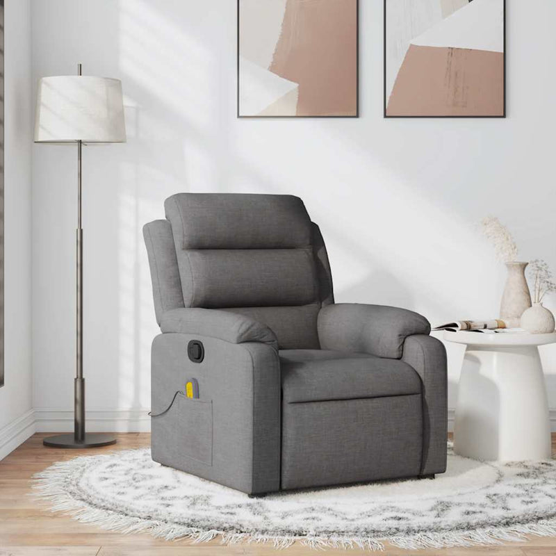 Massage Recliner Chair Dark Grey Fabric