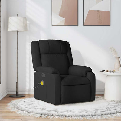 Massage Recliner Chair Black Fabric