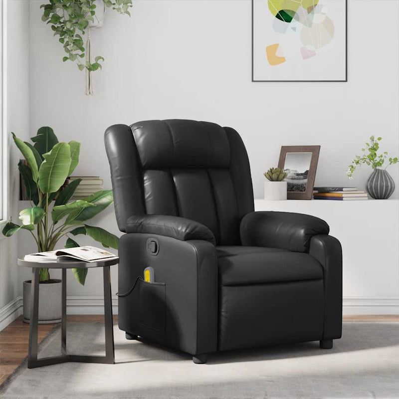 Massage Recliner Chair Black Faux Leather