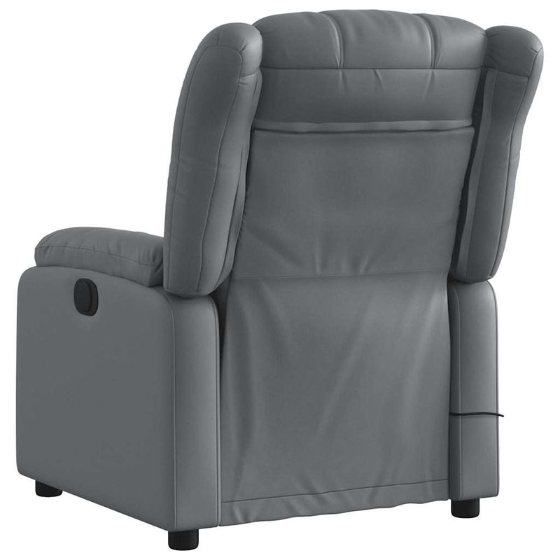 Massage Recliner Chair Grey Faux Leather