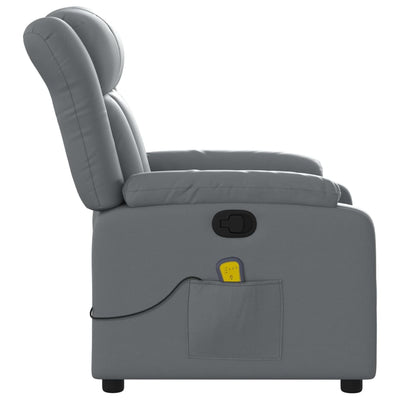 Massage Recliner Chair Grey Faux Leather