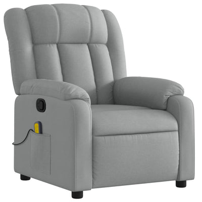 Massage Recliner Chair Light Grey Fabric