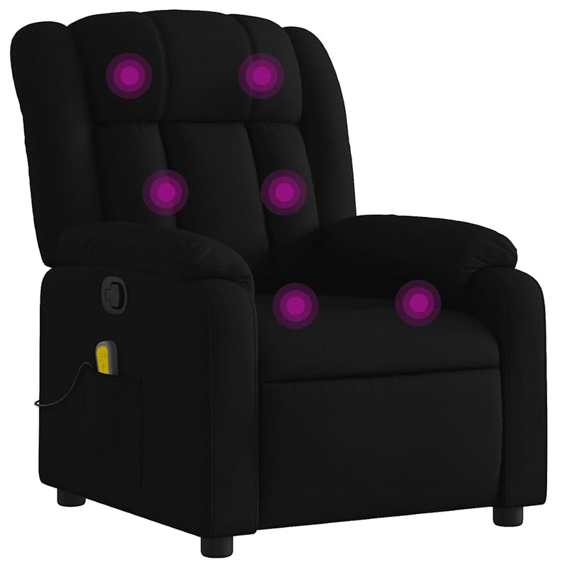 Massage Recliner Chair Black Fabric