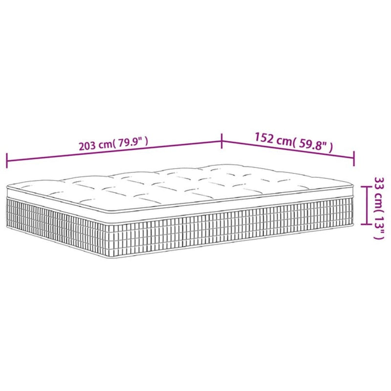 Pocket Spring Mattress Medium Plus 152x203 cm Queen Size