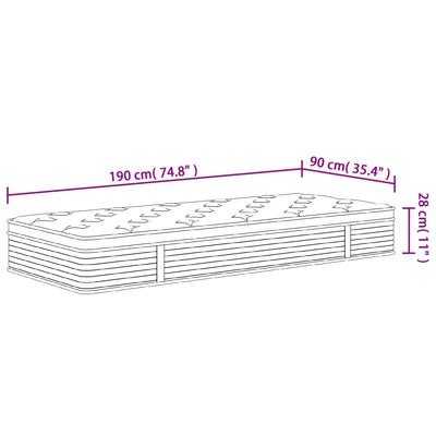 Pocket Spring Mattress Medium 90x190 cm