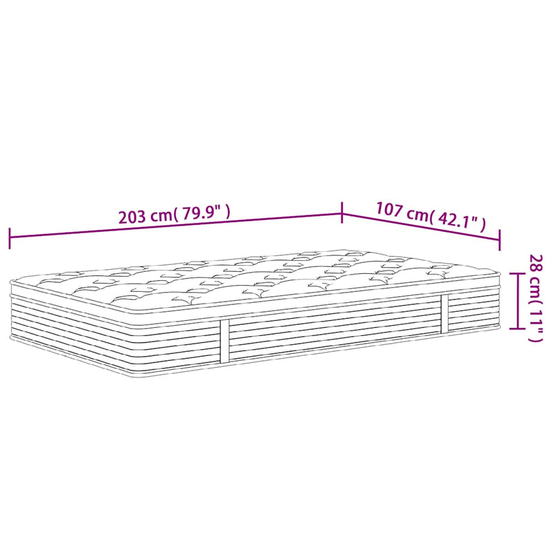 Pocket Spring Mattress Medium 107x203 cm King Single Size