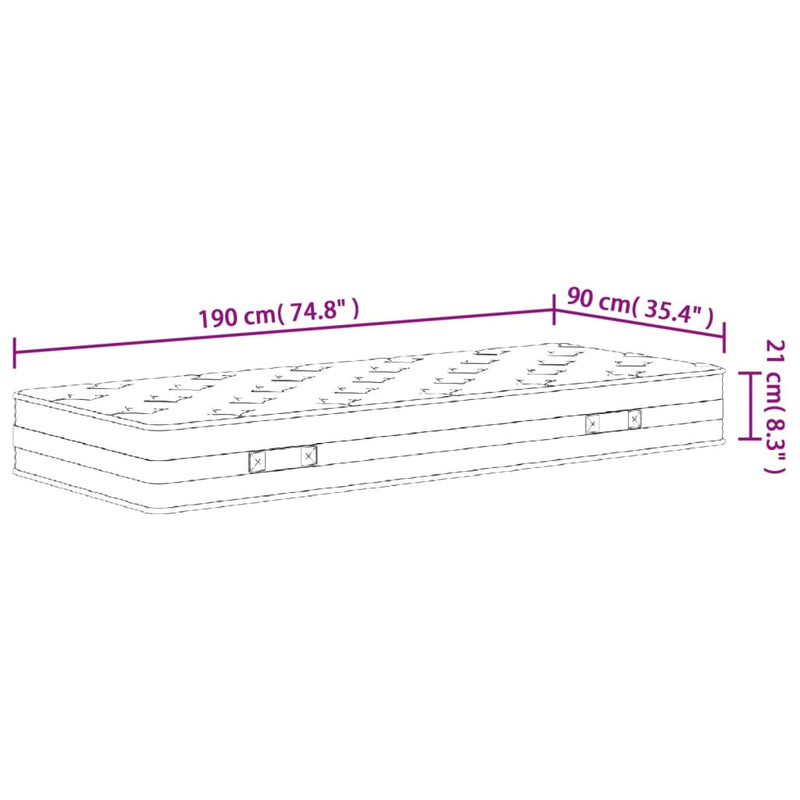 Bonnell Spring Mattress Medium 90x190 cm