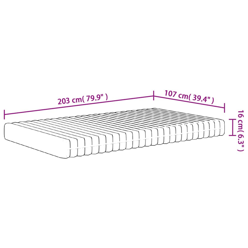 Foam Mattress Medium Soft 107x203 cm King Single Size