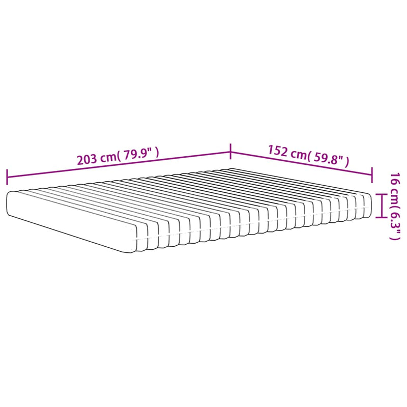 Foam Mattress Medium Soft 152x203 cm Queen Size