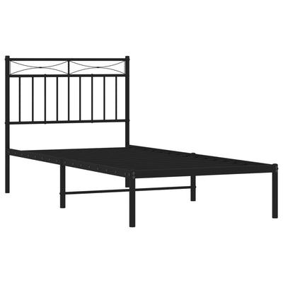 Metal Bed Frame with Headboard Black 92x187 cm Single Size