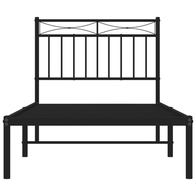 Metal Bed Frame with Headboard Black 92x187 cm Single Size